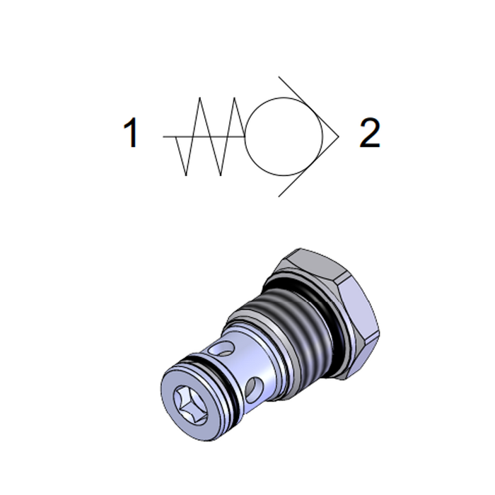 Cartridge Check Valve 1-11/16-12 UN 2A &mdash; hydraulic valve for flow control, pressure regulation, or circuit protection in mobile and industrial hydraulic systems, supplied by Fluid Power Distributors (FPD), Hamilton New Zealand &mdash; hydraulic valve specialists for construction, agriculture, forestry, and industrial applications across New Zealand