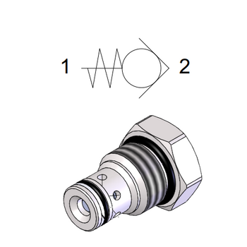 Cartridge Check Valve 7/8-14 UNF-2A (60l/min) &mdash; hydraulic valve for flow control, pressure regulation, or circuit protection in mobile and industrial hydraulic systems, supplied by Fluid Power Distributors (FPD), Hamilton New Zealand &mdash; hydraulic valve specialists for construction, agriculture, forestry, and industrial applications across New Zealand