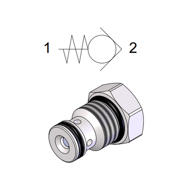 Cartridge Check Valve 7/8-14 UNF-2A (30l/min) &mdash; hydraulic valve for flow control, pressure regulation, or circuit protection in mobile and industrial hydraulic systems, supplied by Fluid Power Distributors (FPD), Hamilton New Zealand &mdash; hydraulic valve specialists for construction, agriculture, forestry, and industrial applications across New Zealand