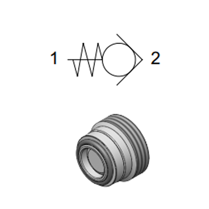 Check Valve Insert, Poppet Type — hydraulic valve for flow control, pressure regulation, or circuit protection in mobile and industrial hydraulic systems, supplied by Fluid Power Distributors (FPD), Hamilton New Zealand — hydraulic valve specialists for construction, agriculture, forestry, and industrial applications across New Zealand