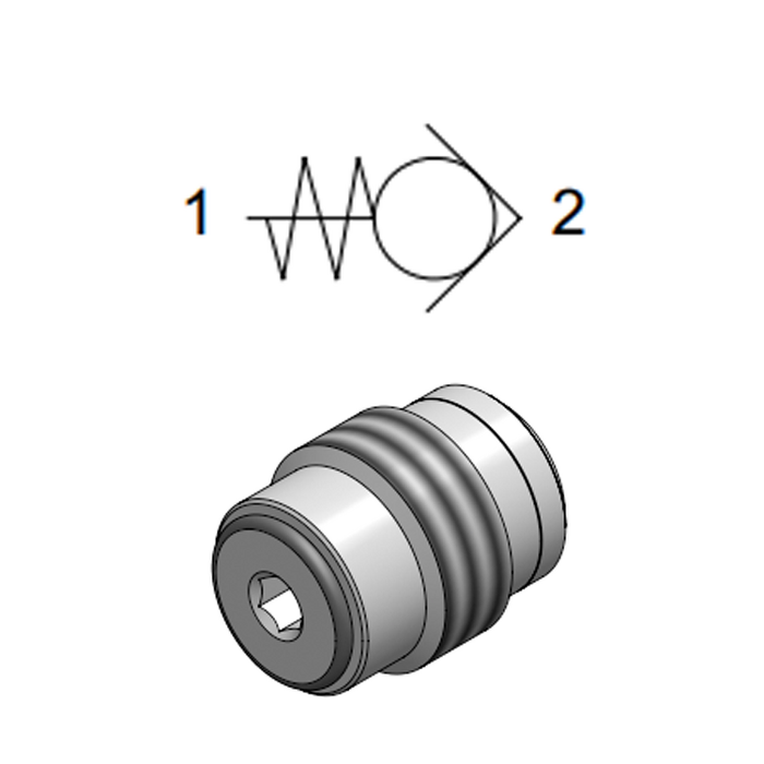 Check Valve Reversible Insert, Ball Type — hydraulic valve for flow control, pressure regulation, or circuit protection in mobile and industrial hydraulic systems, supplied by Fluid Power Distributors (FPD), Hamilton New Zealand — hydraulic valve specialists for construction, agriculture, forestry, and industrial applications across New Zealand
