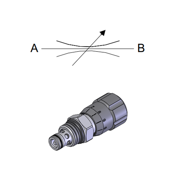 Adjustable Needle Bidirectional Valve &mdash; hydraulic valve for flow control, pressure regulation, or circuit protection in mobile and industrial hydraulic systems, supplied by Fluid Power Distributors (FPD), Hamilton New Zealand &mdash; hydraulic valve specialists for construction, agriculture, forestry, and industrial applications across New Zealand