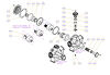 Exploded view technical diagram of Kawasaki Staffa HMB030 radial piston motor and genuine spare parts &mdash; including motorcase, cylinder head, pistons, con-rods, bearings, and seals &mdash; genuine KPM replacement parts supplied by Fluid Power Distributors (FPD), New Zealand's exclusive Kawasaki Precision Machinery distributor and authorised service centre, Hamilton New Zealand