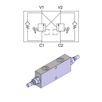 Double Effect Overcenter Valve, AR Model &mdash; hydraulic valve for flow control, pressure regulation, or circuit protection in mobile and industrial hydraulic systems, supplied by Fluid Power Distributors (FPD), Hamilton New Zealand &mdash; hydraulic valve specialists for construction, agriculture, forestry, and industrial applications across New Zealand