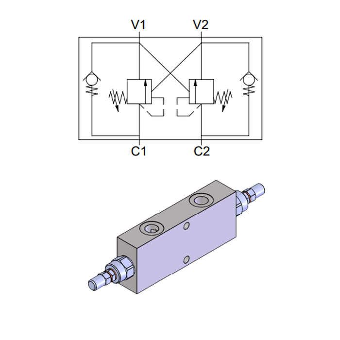 Double Effect Overcenter Valve, AR Model — hydraulic valve for flow control, pressure regulation, or circuit protection in mobile and industrial hydraulic systems, supplied by Fluid Power Distributors (FPD), Hamilton New Zealand — hydraulic valve specialists for construction, agriculture, forestry, and industrial applications across New Zealand