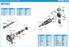 Exploded schematic drawing of Kawasaki M2X63B hydraulic motor parts