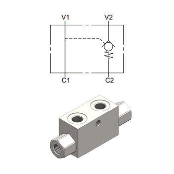 Single Pilot Operated Check Valve &mdash; hydraulic valve for flow control, pressure regulation, or circuit protection in mobile and industrial hydraulic systems, supplied by Fluid Power Distributors (FPD), Hamilton New Zealand &mdash; hydraulic valve specialists for construction, agriculture, forestry, and industrial applications across New Zealand