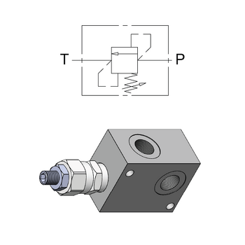 Direct Acting Relief Valve with Aluminium Manifold (30 l/min) &mdash; hydraulic valve for flow control, pressure regulation, or circuit protection in mobile and industrial hydraulic systems, supplied by Fluid Power Distributors (FPD), Hamilton New Zealand &mdash; hydraulic valve specialists for construction, agriculture, forestry, and industrial applications across New Zealand