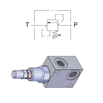 Direct Acting Relief Valve with Steel Manifold &mdash; hydraulic valve for flow control, pressure regulation, or circuit protection in mobile and industrial hydraulic systems, supplied by Fluid Power Distributors (FPD), Hamilton New Zealand &mdash; hydraulic valve specialists for construction, agriculture, forestry, and industrial applications across New Zealand