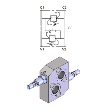 Dual Cross-Over Relief Valve, OMT Motor Flangeable &mdash; hydraulic valve for flow control, pressure regulation, or circuit protection in mobile and industrial hydraulic systems, supplied by Fluid Power Distributors (FPD), Hamilton New Zealand &mdash; hydraulic valve specialists for construction, agriculture, forestry, and industrial applications across New Zealand
