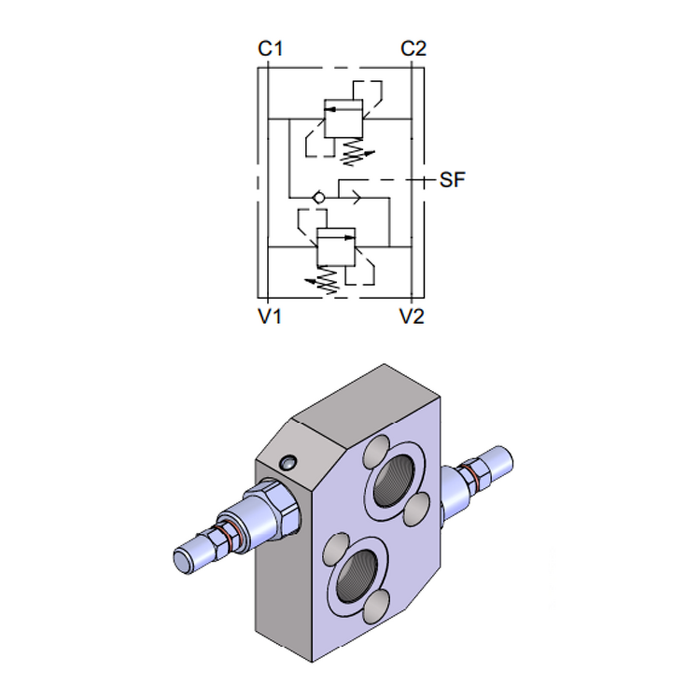 Dual Cross-Over Relief Valve, OMT Motor Flangeable &mdash; hydraulic valve for flow control, pressure regulation, or circuit protection in mobile and industrial hydraulic systems, supplied by Fluid Power Distributors (FPD), Hamilton New Zealand &mdash; hydraulic valve specialists for construction, agriculture, forestry, and industrial applications across New Zealand