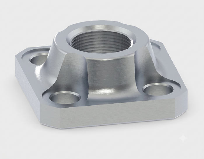 Port Adaptor Straight Flange Mounting Pipe Threaded Steel — hydraulic system accessory for mobile and industrial hydraulic installations, supplied by Fluid Power Distributors (FPD), Hamilton New Zealand — hydraulic components specialists for construction, agriculture, and industrial sectors across New Zealand