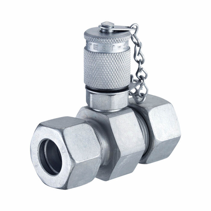 Stauff Test 20 Couplings with Straight 24° Tube Fitting — hydraulic test and measurement equipment for pressure, temperature, and flow diagnostics in mobile and industrial systems, supplied by Fluid Power Distributors (FPD), Hamilton New Zealand — genuine Stauff diagnostic instruments in stock for hydraulic technicians across New Zealand